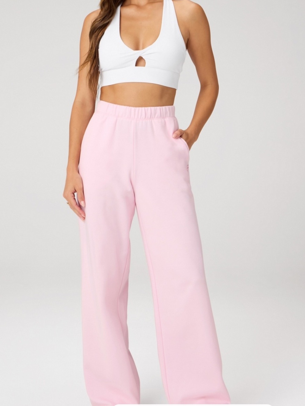 Fabletics soft Pink Cozy Fleece Wide Leg Sweatpant